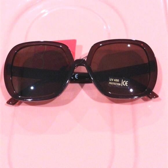 OVERSIZED SQUARE ROUND Brown Sunglasses Glamorous Summer Vacation Beach UV400 - Picture 1 of 11